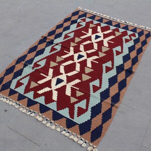 Kilim Rug, Turkish kilim, Multicolor rug, Area rug, Decorative Kilim Rug, Home Decor rug, Geometric Kilim Rug, Boho kilim, 155x105cm5.x3.5ft image 5
