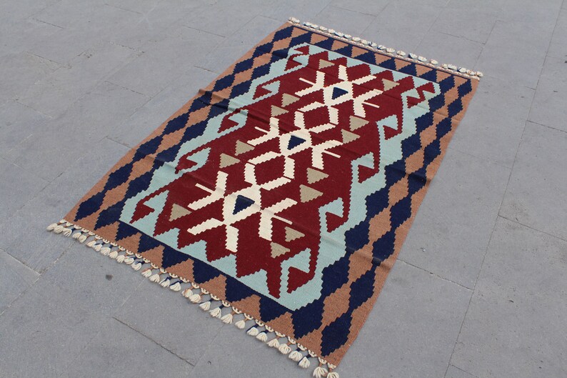 Kilim Rug, Turkish kilim, Multicolor rug, Area rug, Decorative Kilim Rug, Home Decor rug, Geometric Kilim Rug, Boho kilim, 155x105cm5.x3.5ft image 5