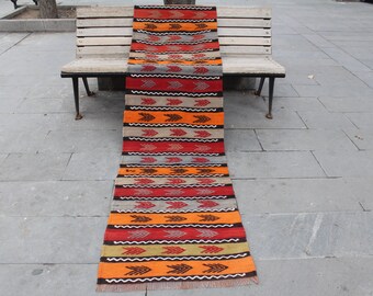Kilim rug, Turkish Rug, Kilim Runner, Hallway kilim, Rug runner, Striped rug runner, Corridor rug, Boho runner, Runners, 252x63cm 8.2.x.2.ft