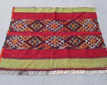 Kilim rug, Turkish kilim, Vintage kilim rug, tribal kilim, Area Kilim Rug, Home Decor Rug, Boho rug, Floor  Rug, tapis,90x113cm, 3.x3.7 ft