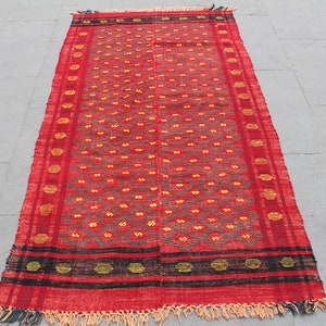 Turkish kilim rug, Vintage kilim rug, Home decor rug, Decorative kilim,  Handmade kilim rug,  Oriental rug, Nomad kilim rug, 192x92cm6.3x3ft