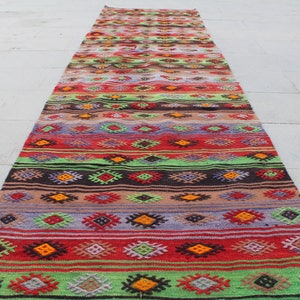 Runner rug, Turkish Kilim rug, Vintage kilim runner, hallway rug, Kilim runner, boho Runner, Wool runner, Corridor rug, 304x83cm10.x.2.7ft image 5