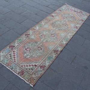 Turkish Rug, Oushak Vintage  Runner Rug, Pale Color Runner, Oushak Area Runner, Runner Rug, Distressed  Stair Runner, Rug,285x88cm 9.3x2.8ft