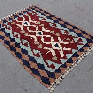 Kilim Rug, Turkish kilim, Multicolor rug, Area rug, Decorative Kilim Rug, Home Decor rug, Geometric Kilim Rug, Boho kilim, 155x105cm5.x3.5ft image 3