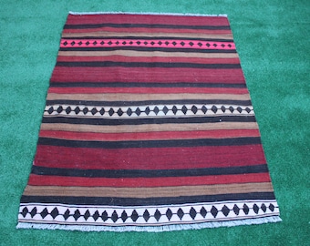 Turkish rug, Area Rug, Kilim Rug, Homedecor Rug, Striped kilim, Decorative rug, Tribal rug, Floor rug, Wool Rug, Boho Rug 120x62cm, 4.x2ft