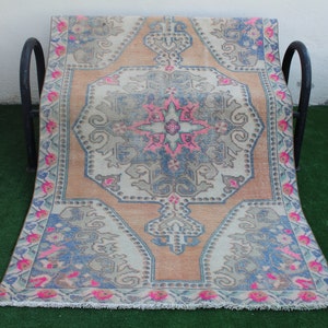 Turkish Rug, Oushak Rug, Vintage Rug, Faded Rug, Kilim Rug, Area Rug, living room Rug, Bohemian Rug, Designer Rug, Rug, 214x133cm 7.x4.5ft