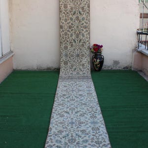 Turkish Runner Rug, Extra long runner, Oushak Runner, Hallway Rug, Vintage Runner Rug, Hallway Runner, Corridor Rug, Runner,594x70cm 10x3ft