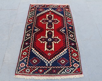 Vintage rug, Turkish small rug, Handmade Rug, Decorative rug, Blue small rug, Home decor  rug,  Oriental  Rug, Floor rug, 120x70cm,4.x2.2ft
