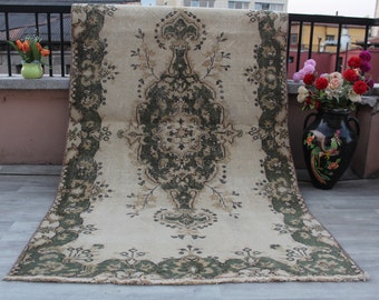 Oushak rug, Turkish Rug, Vintage Rug, Wool rug, Livingroom rug, Area Rug, Handknotted Rug, Kilim Rug, Boho Rug, Office rug, 208x116 cm 7x4ft