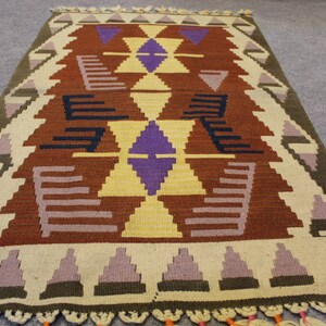 Turkish kilim, Vintage kilim, Handmade Kilim, Decorative kilim, Wool Kilim Rug, Handwoven kilim, Home Decor rug, Area Rug 115x73cm,3.7x2.3ft