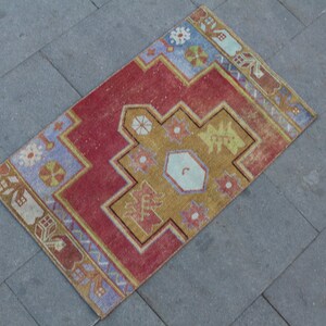 Turkish door mat rug, Vintage Mat Rug, Entry Decor muted Color Mat Rug, Low Pile  Door Mat Rugs, Homedecor Welcome Mat Rugs,107x62cm3.5x2.ft