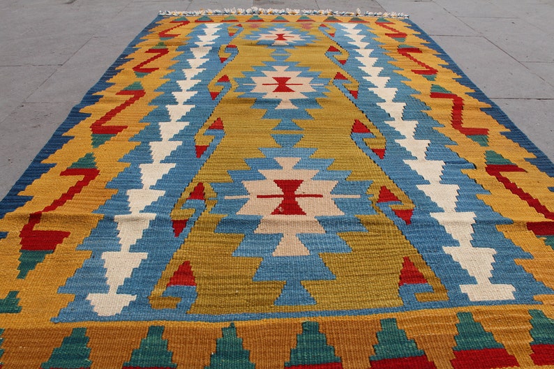 Turkish Kilim Rug, Home Decor Rug, Area Kilim Rug, Decorative Kilim Rug, Living room rug, Floor Kilim Rug, Vintage rug, 172x111c,5.6x3.6 ft image 4