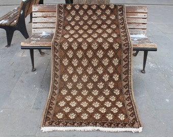 Alfombra turca, alfombra de lana natural, alfombra Oushak angustiada, alfombra decorativa, alfombra vintage, alfombra Oushak de lana de área, alfombra Boho, 193x90cm, 6.3x1.6ft