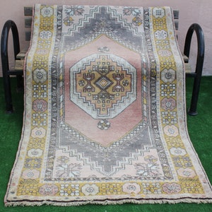 Vintage Turkish Rug, Oushak Rug,  Handmade Rug, Home Decor Rug, Area Rug, Faded  Rug, Decorative Rug Carpet,  Pile Oushak Rug 210x120cm7x4ft