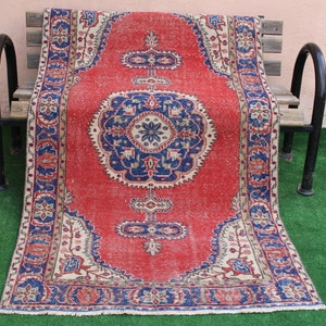 Turkish area rug, Oushak Rug, Turkish Rug, Vintage Rug, Living room rug, Home Decor  Rug, Low pile rug, Kilim Rug, Rugs 190x111cm,6.2x3.6.ft