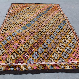 Kilim rug, Turkish rug, home decor rug, multicolour kilim, tribal rug, livingroom rug, Vintage kilim, Area rug, tapis, rug 268x165 8.8x5.5ft