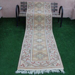 Türkischer Läufer, Oushak Läufer, Vintage Läufer, Verblasster Läufer Teppich, Distressed Runner, Treppenteppich, Flurteppich, Läuferteppich,315x84cm10.x2.8ft
