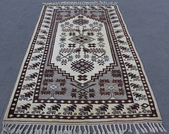Turkish Natural Rug, Vintage rug, Undyed rug, Area rug carpet, Turkish rug, Natural wool rug, Tribal undyed rug, BohoRug, 210x125cm 6.9x4.ft