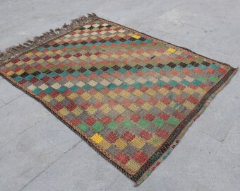 Turkish Vintage kilim, Kilim rug, Tribal wool kilim, Handmade  kilim rug, Area Rug, Handwoven Kilim, Home Decor Kilim Rug, 155x120cm 5.x4 ft