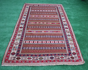 Turkish rug, Kilim rug, Wool Soumak, Vintage kilim, Sumak Rug, Soumak Rug, Designer Rug, Tribal Rug, Area rug, Boho rug,196x120cm,6.4x4ft