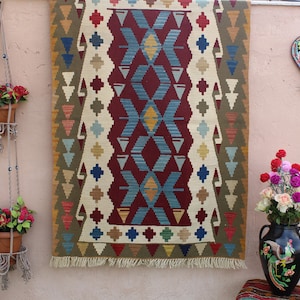 Kilim Rug, Turkish kilim rug, Handmade rug, Multicolor rug, Area rug, Decorative Rug, Home Decor rug,  Geometric Rug, 170x116cm, 5.5x3.8ft