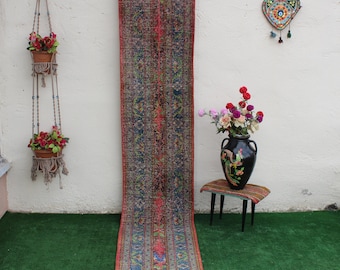 Runner Rug, Turkish Runner Rug, Vintage Stitched Runner, Distressed Decorative Runner, Narrow Hallway Rug, Corridor Rug, Rug, 391x58cm13x2ft