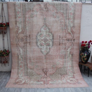Large rug, Turkish rug, Oushak rug, Vintage Rug, Oversize Rug, Area Rug, Livingroom rug, Saloon rug, Faded Rug, Wool Rug, 310x195cm,10x6.5ft