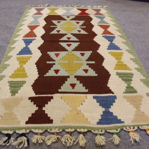 Turkish kilim, Vintage kilim, Small kilim rug, Oriental kilim rug, Home decor kilim,  Decorative kilim, Handmade kilim, 115x65 cm 3.7x2.ft
