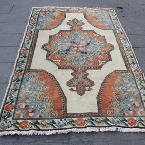 Alfombra turca, Alfombra Oushak, Alfombra turca vintage, Alfombra Oushak desteñida, Alfombra de sala de estar, Alfombra de área turca, Alfombra Boho, Alfombra, 220x138cm, 7.2x4.5ft