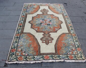Alfombra turca, Alfombra Oushak, Alfombra turca vintage, Alfombra Oushak desteñida, Alfombra de sala de estar, Alfombra de área turca, Alfombra Boho, Alfombra, 220x138cm, 7.2x4.5ft