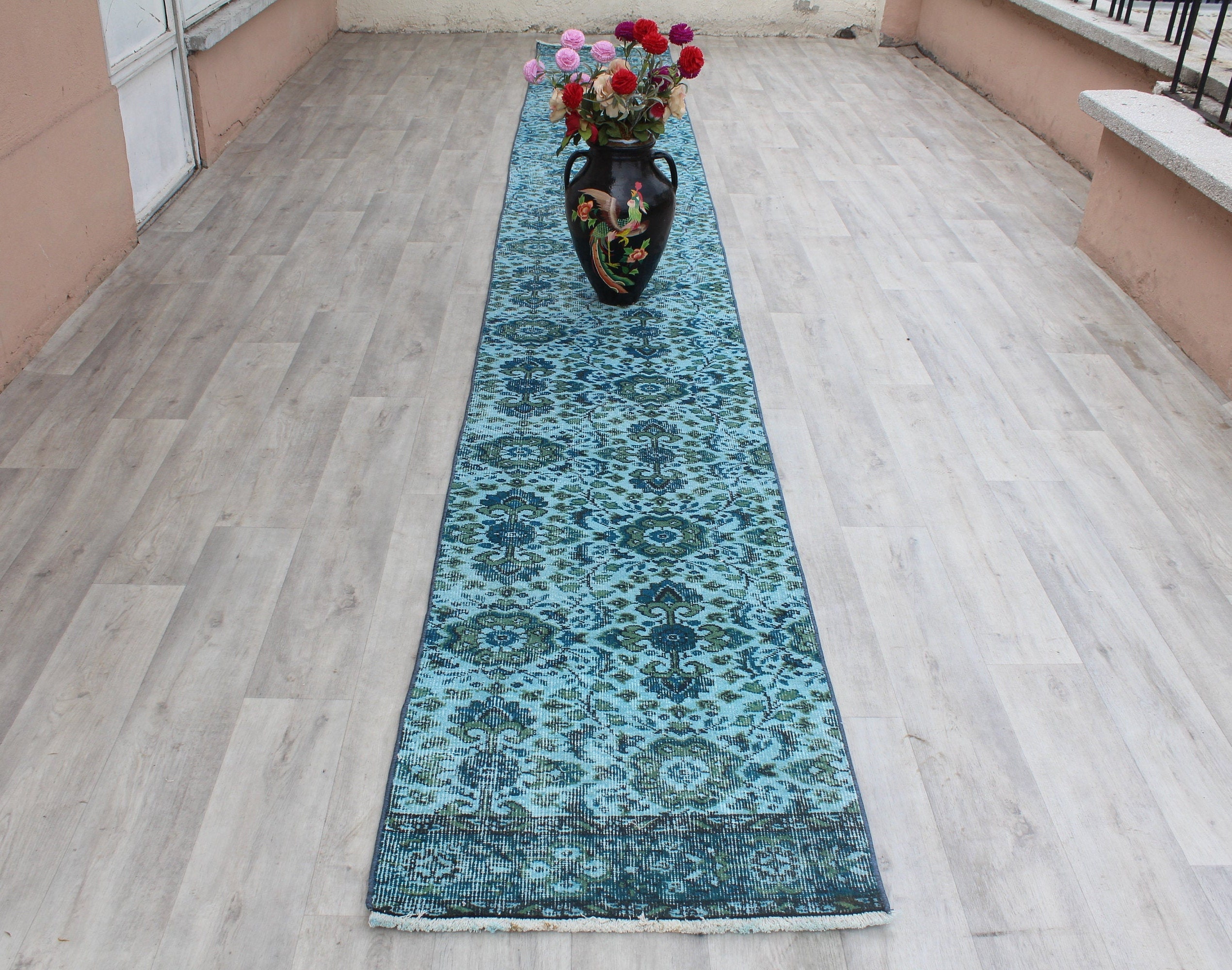 Alfombra de corredor extra largo alfombra corredor turquesa | Etsy