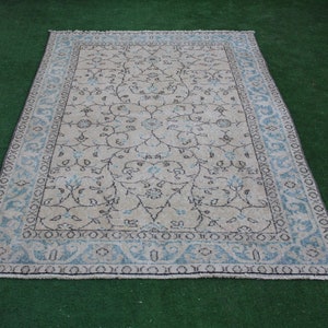 Vintage Rug, Oushak Rug, Turkish Rug, Home Decor Rug, Area Rug, livingroom rug, Boho rug, Kilim Rug, Tribal Rug, Faded Rug,202x116cm,6.5x4ft