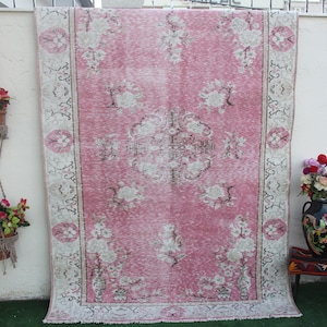 Large Oushak Rug, Turkish Rug, Pink Rug, Area Rug, Large Rug, Vintage rug, Oushak Rug, Livingroom rug, Turkish Large Rug, Rug,267x172cm9x6ft