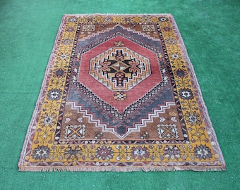 Türkischer Teppich, Vintage Teppich, Oushak Teppich, Dekorativer Teppich, Wohnzimmer Teppich, Boho Teppich, Kelim Teppich, Tribal Teppich, Teppich, 173x107cm, 6x3,5ft