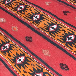 Kilim rug, Turkish kilim, Vintage kilim rug, tribal  kilim, Area  rug, Striped Kilim, Boho Kilim,  Kilims, Old kilim,140x101cm, 4.6x3.3ft.