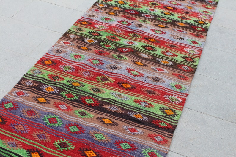 Runner rug, Turkish Kilim rug, Vintage kilim runner, hallway rug, Kilim runner, boho Runner, Wool runner, Corridor rug, 304x83cm10.x.2.7ft image 4