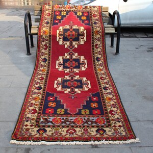 Turkish runner rug, Hallway runner rug, Oriental runner rug, Hall Runner rug, Turkish Vintage runner, Wool corridor rug, 290x106cm,9.5x3.5ft