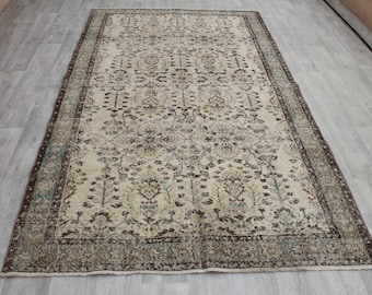Large rug, Turkish rug, Oushak rug, Vintage Rug, Oversize Rug, Area Rug, Livingroom rug, Saloon rug, Faded Rug, Wool Rug, 255x148cm, 8x5ft