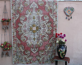 Alfombra vintage Oushak, alfombra turca, alfombra Kilim, alfombra decorativa, alfombras Oushak, alfombra de área, alfombra angustiada, alfombra de sala de estar, alfombras, 220x135cm, 7.2x4.4ft