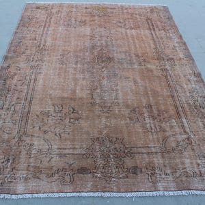 Brown Oushak Rug, Overdyed Brown Rug, Decorative rug, Vintage Rug, Distressed Rug, Brown Large  rug, Vintage Large Rug, 263x191cm8.6x6.2ft