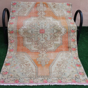 Vintage Rug, Turkish Rug, Oushak Rug, Livingroom Rug, Kilim Rug, Floor Rug, Turkish Carpet, Area rug, Faded Rug, Rug, Rugs 217x130cm7.x4.2ft