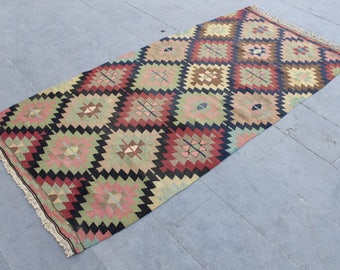 Turkish Kilim Rug, Vintage kilim rug, Kilim rug, Handmade rug, Multicolor kilim, Area rug, Decorative Kilim Rug, Livingroom rug, Boho kilim,