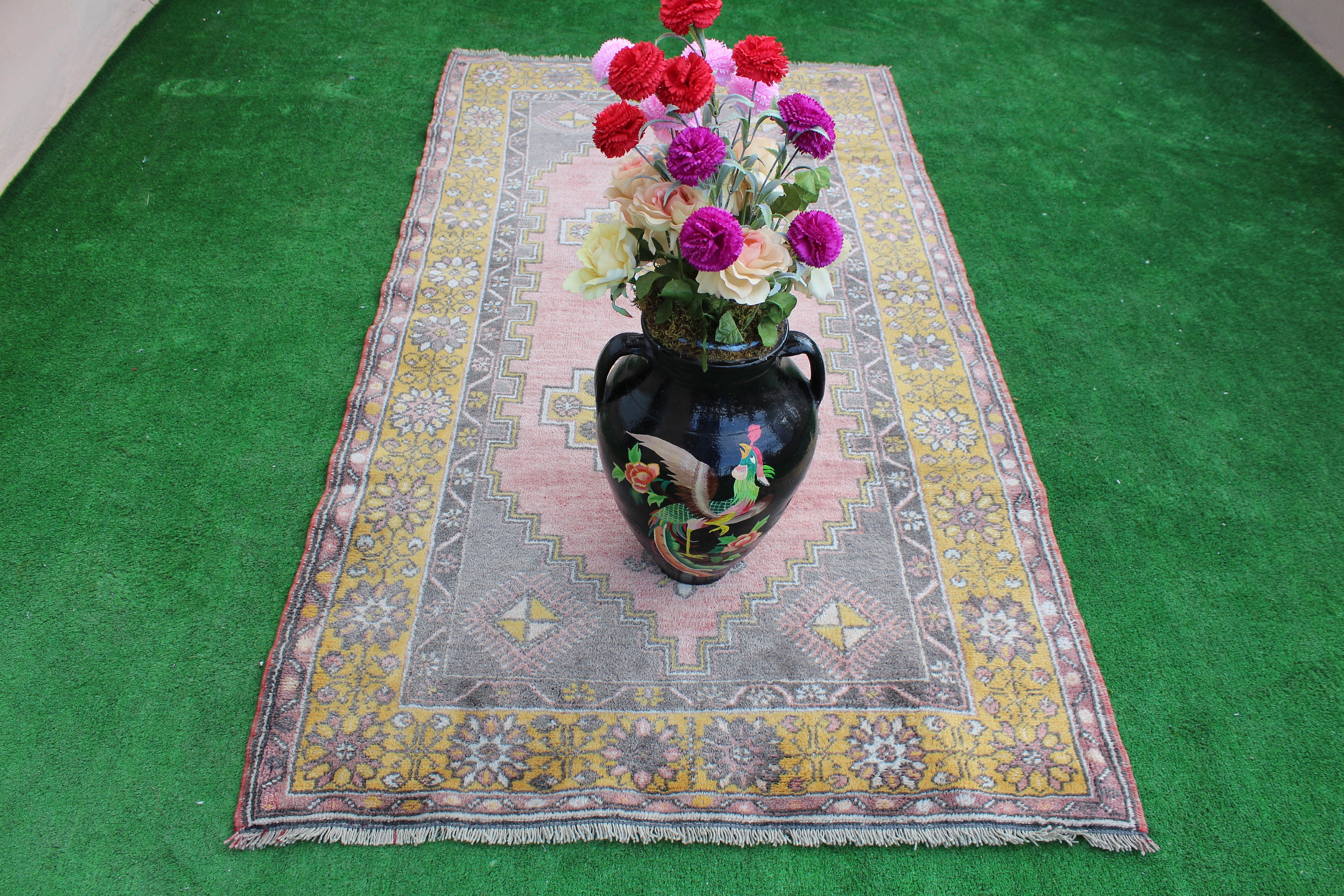 Turkish Vintage Rug Oushak Rug Turkish Rug Handmade Rug Etsy