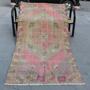 Turkish Rug, Vintage rug, Oushak rug, Muted rug, Area rug, Pink Rug, Livingroom rug, kilim rug, Oriental rug, Tapis, 253x120cm,8.3x4.ft.