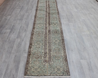 Turkish Runner Rug, Oushak Runner, Patchwork runner, Vintage Runner, Rug Runner, Hallway Rug, Stair Rug, Kitchen Rug, Boho Rug,284x56cm9x2ft