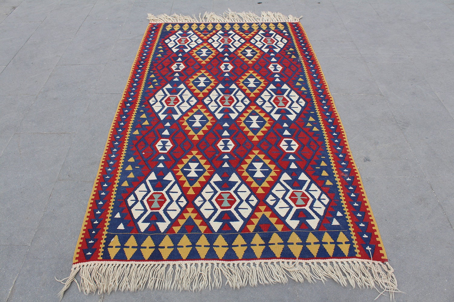 6x6 Red kilim Handmade Persian Rug Wool 