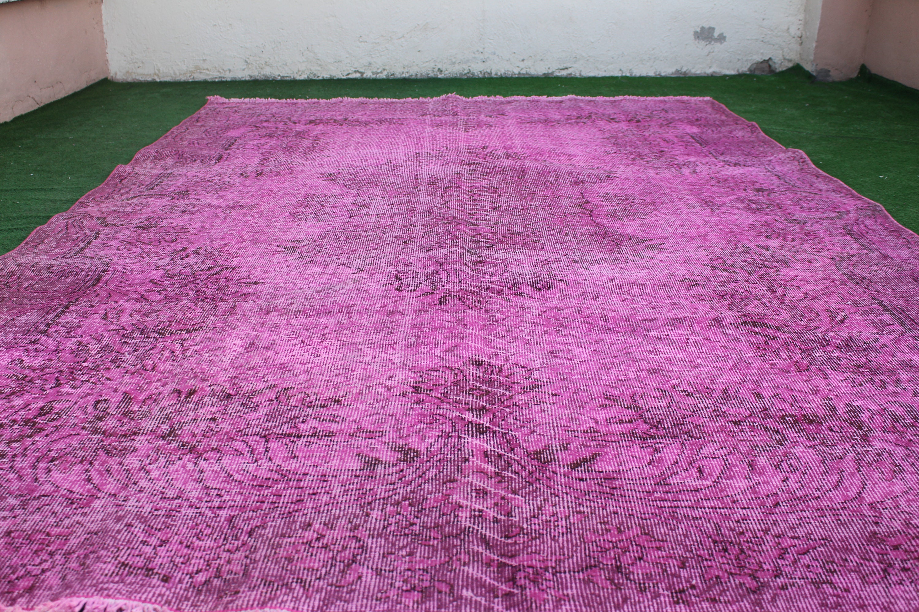 Large Size Pink Oushak Rug, Turkish Pink Overdyed Rug, Oushak Pink ...