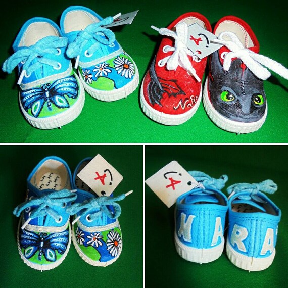 Zapatillas personalizadas para niños pintadas a mano | Etsy México