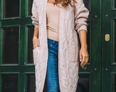 Beige knitted long cardigan Wool Oversized knitted cardigan sweater Magenta Womens sweater Long womens coat Gray cardigan White wool sweater