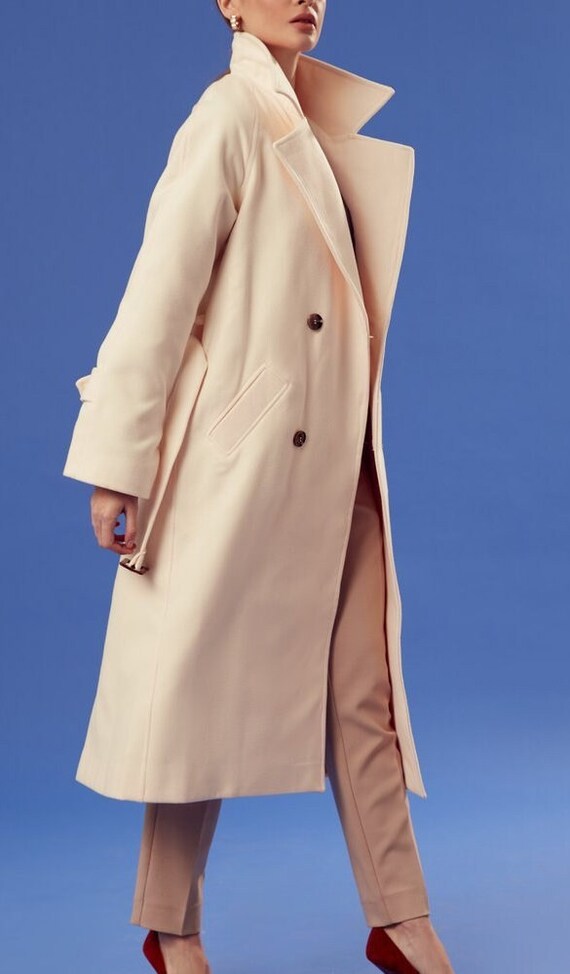 Cream Autumn Spring Warm Coat Ivory 